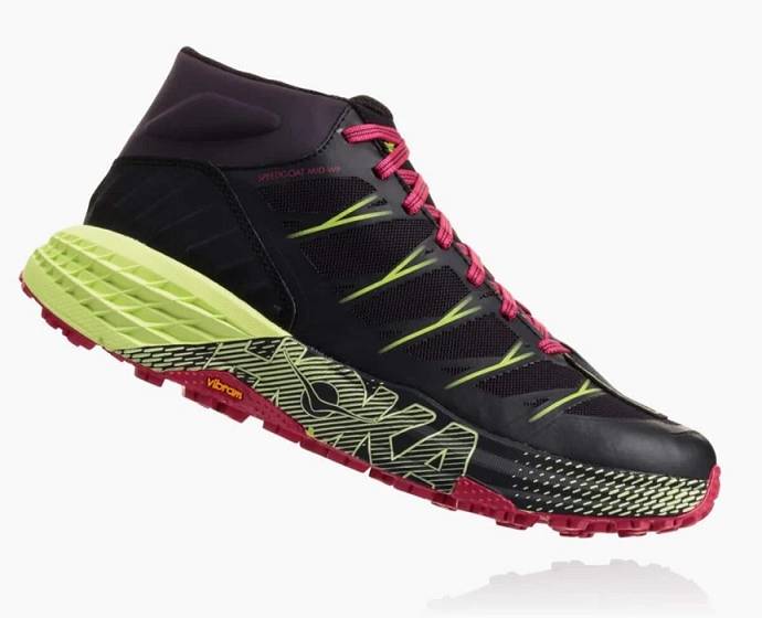 Dámské Trailové Běžecké Boty Hoka Speedgoat Mid Nepromokavé Černé | CZ-4075912