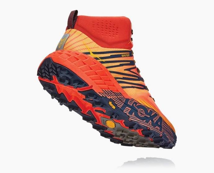 Pánské Trailové Běžecké Boty Hoka Speedgoat Mid GORE-TEX Červené Zlaté | CZ-3925067