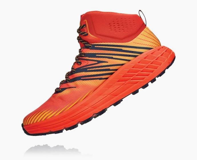 Pánské Trailové Běžecké Boty Hoka Speedgoat Mid GORE-TEX Červené Zlaté | CZ-3925067