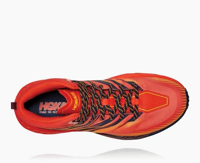 Pánské Trailové Běžecké Boty Hoka Speedgoat Mid GORE-TEX Červené Zlaté | CZ-3925067