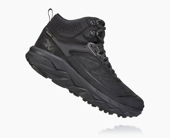 Pánské Turistické Boty Hoka Challenger Mid GORE-TEX Široké Černé | CZ-3526498